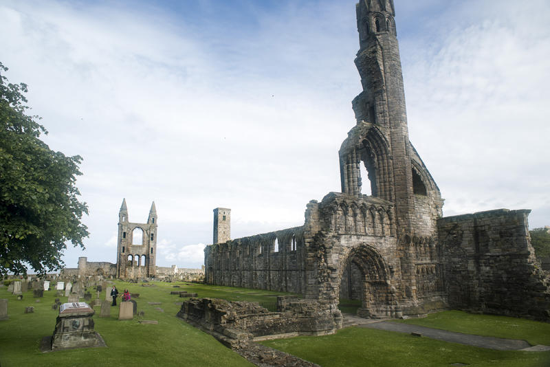 Ancient Medieval Stone Ruins of St. Andrews Cathedral, Scotland