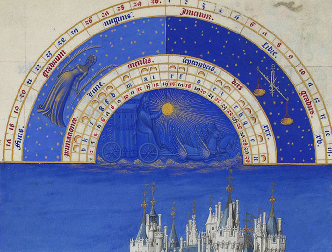 Limbourg brothers, Barthélemy d'Eyck, Jean Colombe, “Très Riches Heures du duc de Berry”, detail, ca. 1412