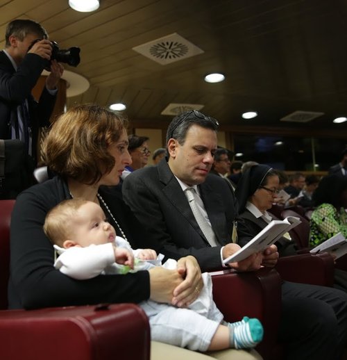 Massimo and Patrizia Paloni and their 12th child, 3-month-old Davide. The Palonis are auditors (observers) at the synod on the family. Massimo and Patrizia Paloni and their 12th child, 3-month-old Davide. The Palonis are auditors (observers) at the synod on the family.