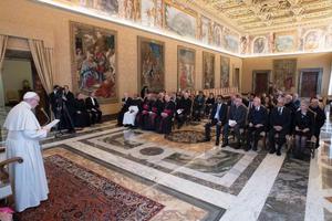 Pope Francis meets with the Shahbaz Bhatti Mission association Nov. 30.