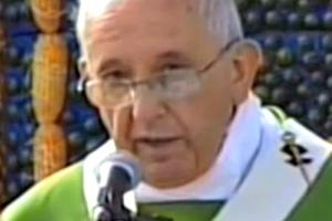 Pope Francis delivers his homily at Ñu Guazú field in Paraguay.