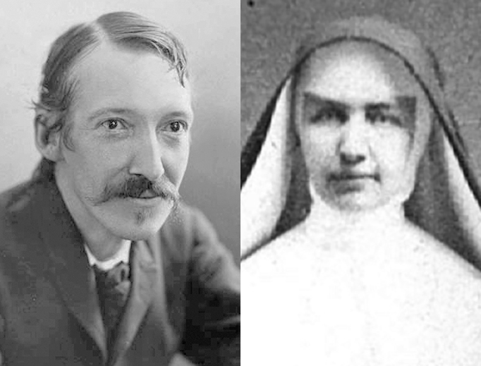 LEFT: Robert Louis Stevenson in 1893, by Henry Walter Barnett (1862–1934). RIGHT: Mother Marianne Cope, from the Honolulu Advertiser Library Photo Archives