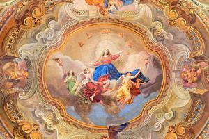 Gaetano Barabini’s ceiling fresco of the Assumption of the Blessed Virgin Mary in Santuario del Santissimo Crocifisso