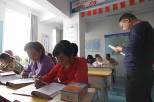 Uygurs learn Chinese language at a reeducation camp in Wensu County, Xinjiang.