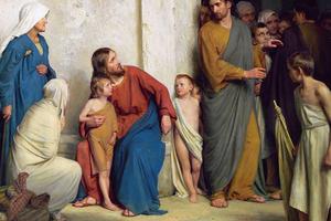 Carl Heinrich Bloch (1834-1890), "Let the Little Children Come Unto Me"