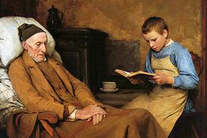 Albert Anker, “Die Andacht des Grossvaters,” 1893