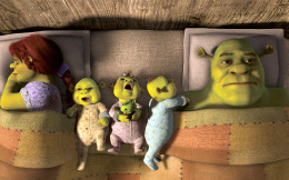IT'S A WONDERFUL LIFE? As Fiona (Cameron Diaz) sleeps peacefully, Shrek (Mike Myers) has trouble doing so in DreamWorks Animation's Shrek Forever After, which releases May 21.
