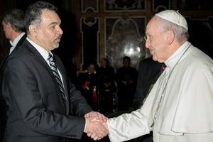 Above, Iraqi-American analyst Abbas Kadhim, director of the Atlantic Council’s Iraq Initiative, invited Pope Francis to Iraq when they met in February 2018. 