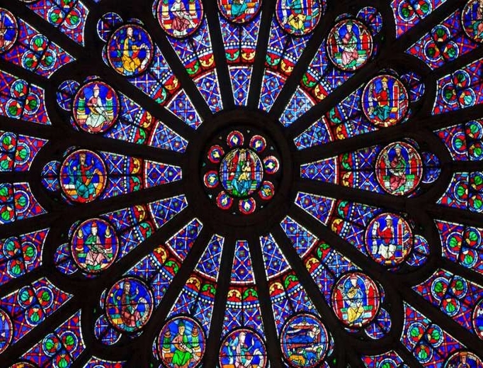 The North Rose window at Notre Dame cathedral dates from 1250.