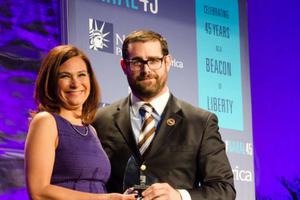 State Rep. Brian Sims with Ilyse Hogue, president of NARAL, at an event for the organization's 45th anniversary, Feb. 4, 2014, in the San Francisco area. 