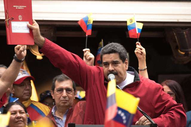 Venezuelan President Nicolas Maduro speaks at a rally in Caracas in support of calling the constituent assembly May 23.