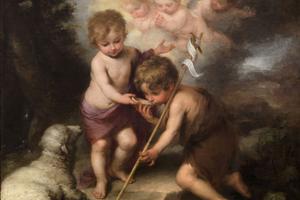John the Baptist (right) with the Child Jesus, in the painting The Holy Children with a Shell, by Bartolomé Esteban Perez Murillo