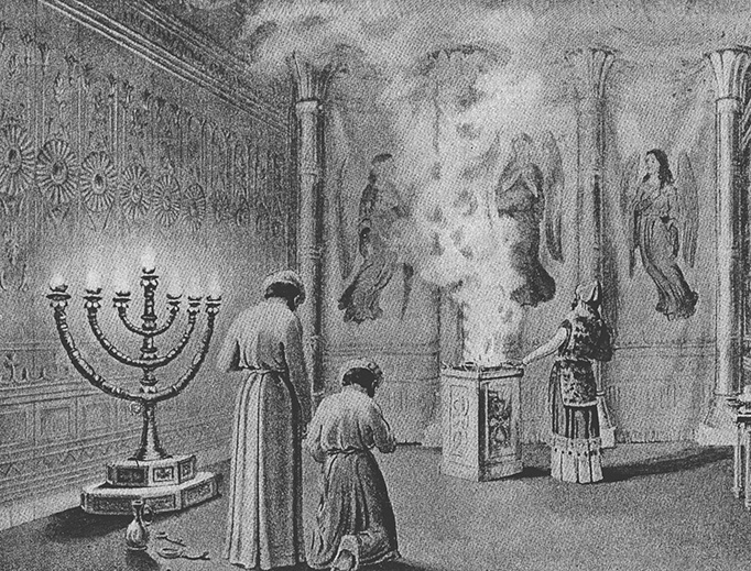 The Shekinah Glory Enters the Tabernacle; illustration from The Bible and Its Story Taught by One Thousand Picture Lessons. Edited by Charles F. Horne and Julius A. Bewer. 1908.