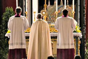 Pope Francis leads Eucharistic adoration for the feast of Corpus Christi at St. John Lateran.