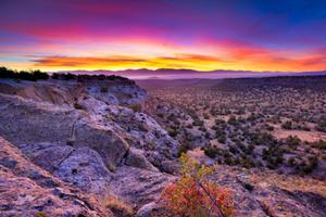 Sunrise over Bandelier National Monument.