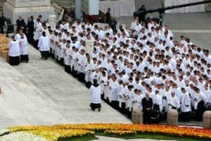 Clergy section at the April 27 Canonization Mass in St. Peter's Square