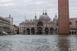 St. Mark’s Square (Piazza San Marco) is covered in water during an exceptionally high tide Nov. 17 in Venice, Italy. 