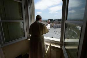 Pope Francis blesses an almost empty St. Peter's Square on May 10. 