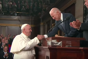 Vice President Biden welcoming Pope Francis to the Senate, Sept. 2015. 