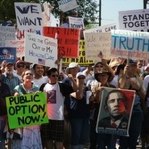 Health-care reform supporters rally Aug. 17 in Phoenix.