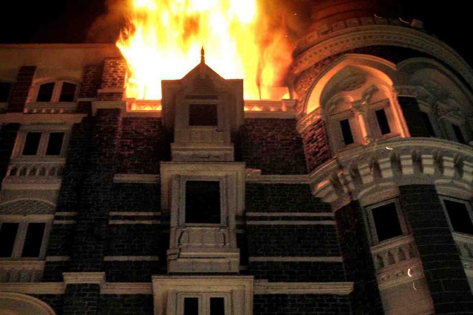 Taj Hotel burns following Nov. 26 terror attack.