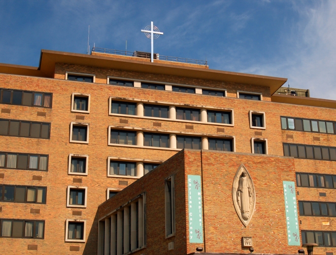 Carney Hospital, in Dorchester, Massachusetts, is one of several hospitals administered by the Catholic Church in the Boston area. Catholic health-care workers are on the front lines across the country, caring for patients afflicted by the coronavirus.