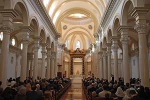 The interior of the chapel at Thomas Aquinas College in Santa Paula, California. The college will open a campus in Northfield, Massachusetts, in the fall of 2018. 