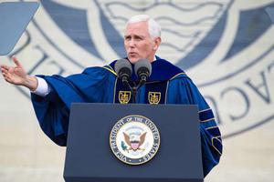 Vice President Mike Pence delivers commencement address at the University of Notre Dame May 21. 