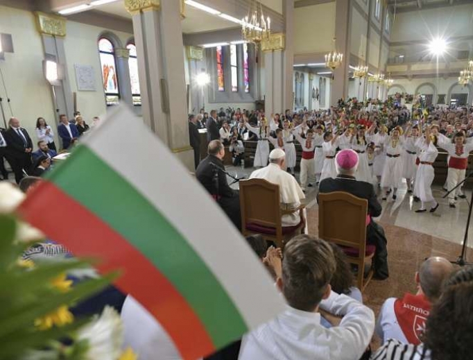 Pope Francis meets Catholics in Bulgaria May 6, 2019. 