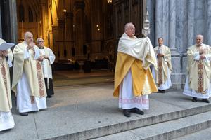 Cardinal Dolan blessing the streets of Manhattan at the height of the coronavirus pandemic. 