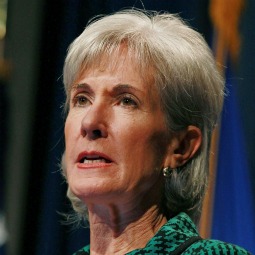 Kathleen Sebelius during a vist to the Breast Care Center at the Inova Alexandria Hospital at Mark Center on Oct. 3 in Alexandria, Va.
