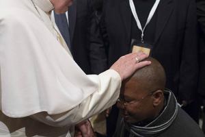 Pope Francis meets with the Missionaries of Mercy at the Vatican's Sala Regia on Feb. 9.