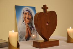 A relic of Mother Teresa at the Regina Coeli Prison in Rome, Italy, on Aug. 30, where a viewing of a documentary on Mother Teresa took place.

