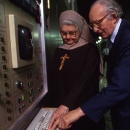 ON THE AIR. Mother Angelica and the late Piet Derksen, a Dutch businessman, devout Catholic and philanthropist who helped Mother Angelica launch EWTN’s worldwide shortwave operation, WEWN, in 1992. EWTN Radio is celebrating its 20th anniversary.
