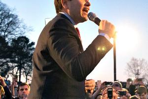 Republican presidential candidate Sen. Marco Rubio speaks at a campaign rally at the Space and Rocket Center on Feb. 27 in Huntsville, Ala.
