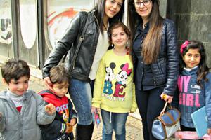 Bethlehem residents Veronica Ghattas (l) and her friend Jocelyn Mukarker traveled to Nazareth, in northern Israel. Every year, Israel issues visitor’s permits so that West Bank Christians can visit family and holy sites in Israel in the days leading up to Christmas and Easter. 
