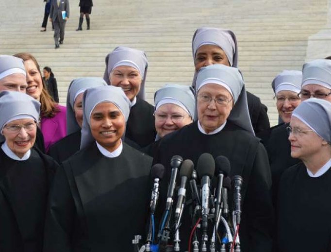 Little Sisters of the Poor outside the Supreme Court in March 2016, for the Zubik v. Burwell case. 