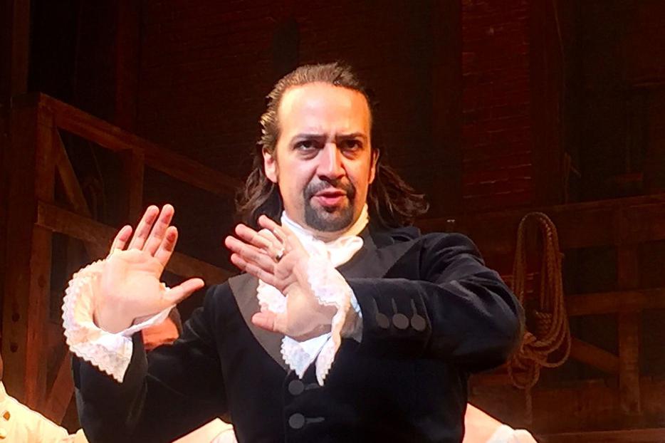 Lin-Manuel Miranda performs in ‘Hamilton’, April 20, 2016
