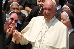 Pope Francis with religious sisters at the jubilee audience in St. Peter’s Square on June 30, 2016.