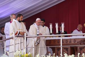  Pope Francis celebrates Mass at the Air Defense Stadium in Cairo, Egypt, on April 29.

