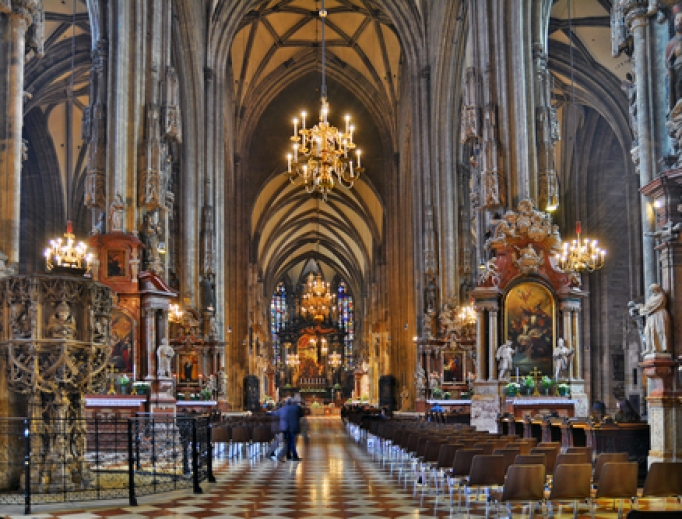 Interior of St. Stephen's Cathedral in Vienna.