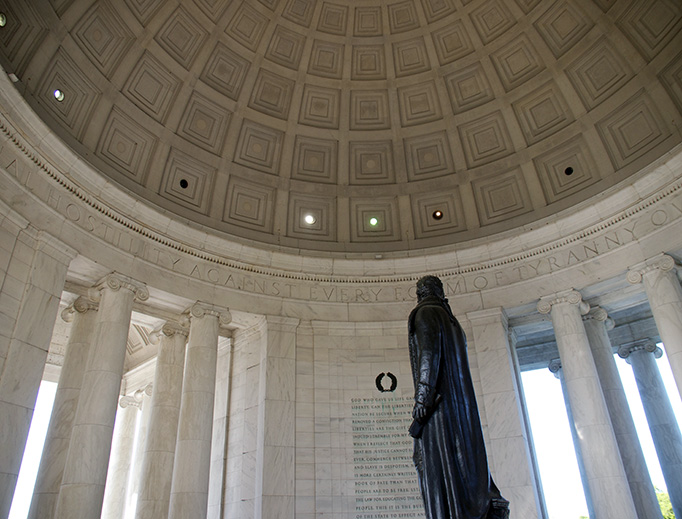 These famous words are inscribed prominently inside the dome of the Jefferson Memorial in Washington, DC: “I have sworn upon the altar of God eternal hostility against every form of tyranny over the mind of man.”