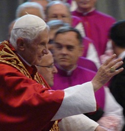 Pope Benedict XVI in St. Peter's Basilica during the Nov. 24 consistory of cardinals.