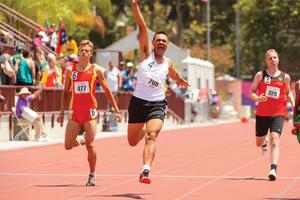 Athletes compete at the Los Angeles 2015 World Games in athletics. 