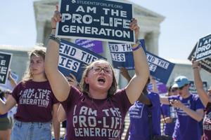 Protesters call for a vote on the NIFLA v. Becerra case outside of the Supreme Court June 25.The June 26 ruling from the high court prohibits the state of California from forcing pro-life crisis-pregnancy centers to post information about abortion services.
