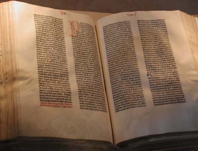 A copy of the Gutenberg Bible owned by the Library of Congress
