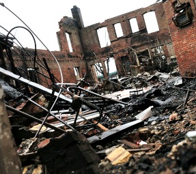 A destroyed building is shown Nov. 27 in the heavily damaged Rockaway neighborhood in the Queens borough of New York City.