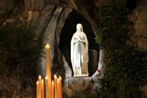 The grotto at Lourdes where Our Lady appeared. 