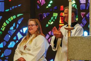 Kara Jackson, a young woman with Down syndrome who wants to serve Mass in all 50 states, in Northglenn, Colorado. 