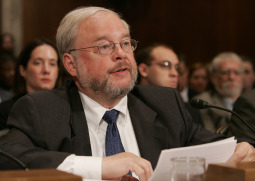 UNDER FIRE. John Carr, secretary of the Department of Social Development and World Peace at the U.S. Conference of Catholic Bishops, speaks at a U.S. Senate hearing in Washington June 7 on religious groups' views on global warming. Seven representatives of different religions presented varied testimony on their faith's views on global warming.